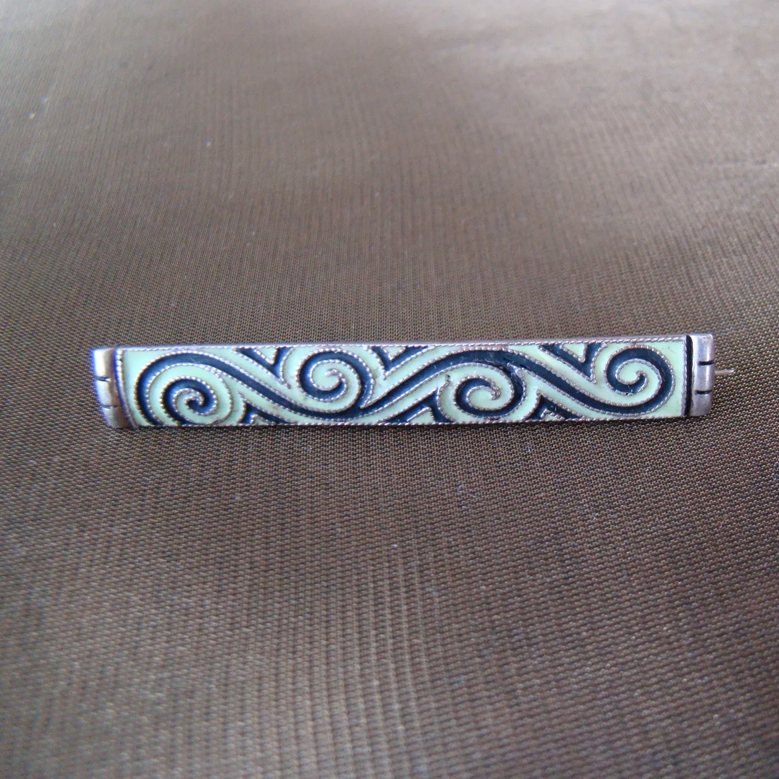 zilveren smalle speld groen zwart theodor fahrner