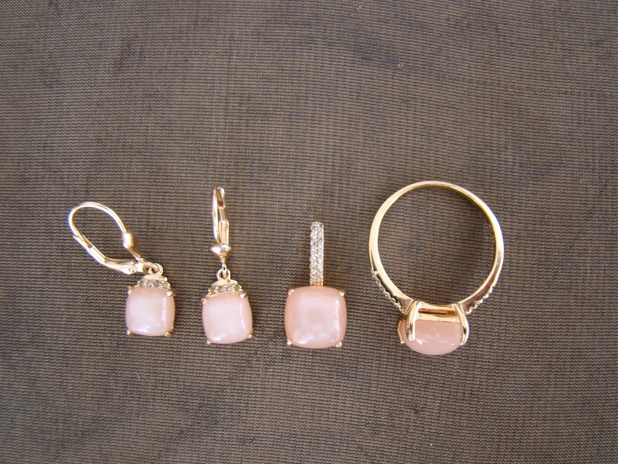 zilveren sieraden set hanger oorbellen maansteen verguld