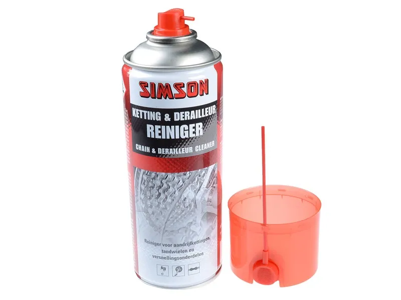 Simson reiniger ketting & derailleur spray 400ml Rood